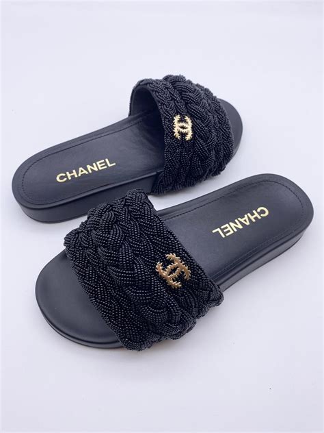 chanel woven slides|chanel slides cheap.